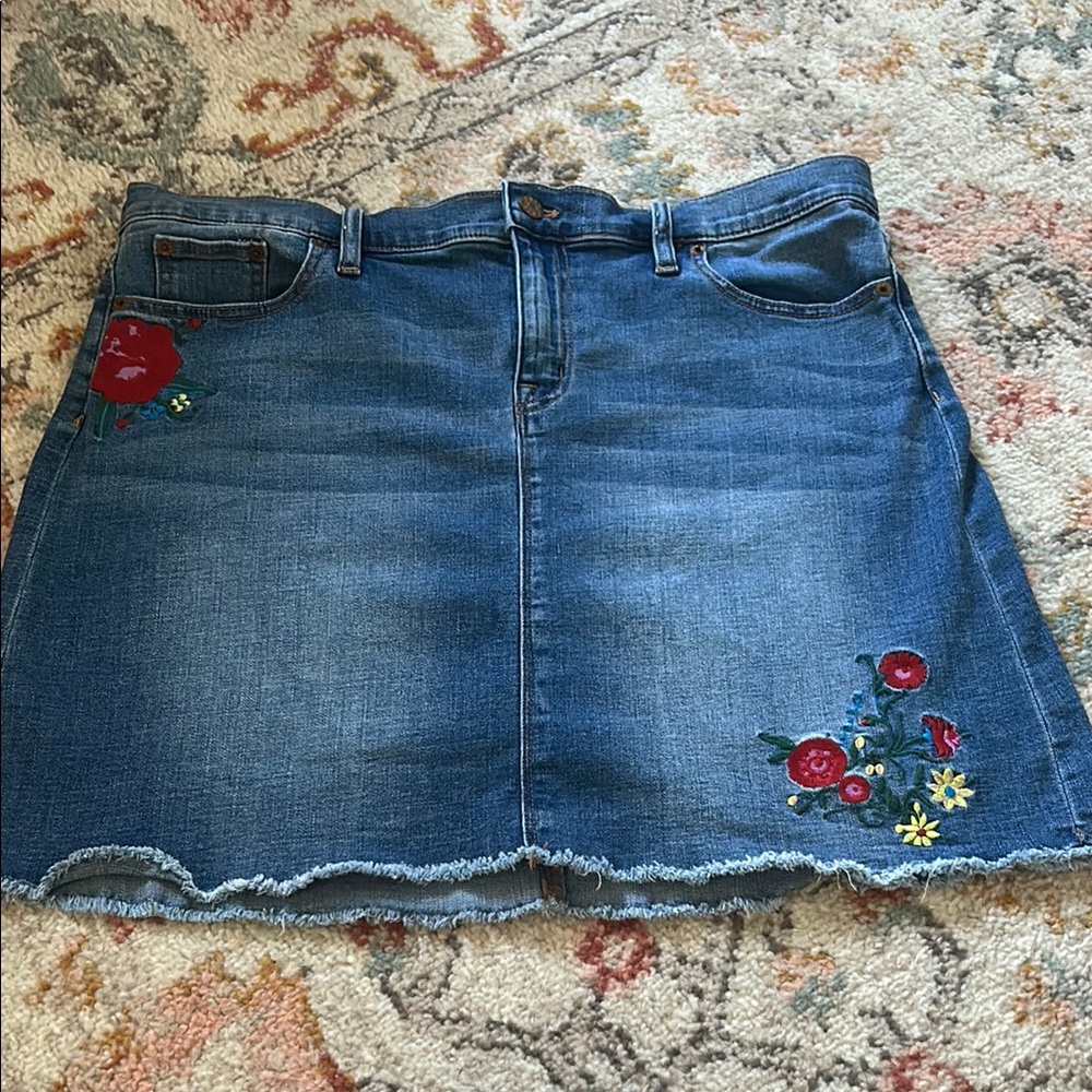 J. Crew Red and Blue Embellished A-line Mini Skirt